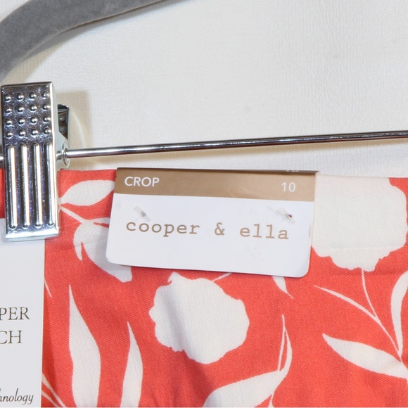 Cooper and Ella Hot Coral Peony Lux Super Stretch Allover Floral Print Crop Pant - Picture 6 of 6